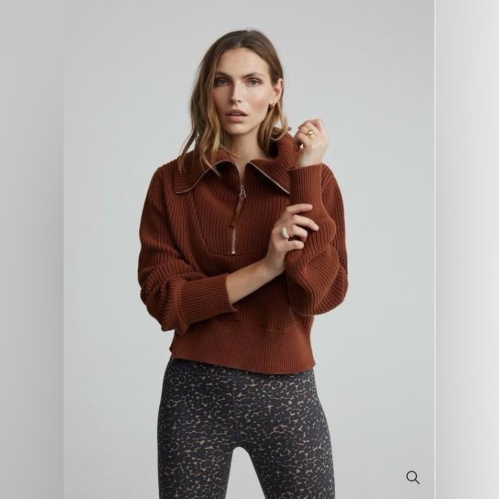 Varley Brown Ribbed Sweatshirt - Picture 3 of 10